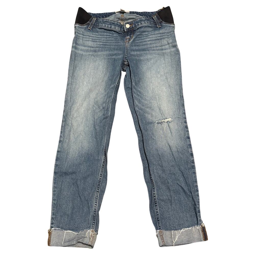 Isabel Maternity Size 4 Straight Leg Maternity Jeans Medium Wash Distressed